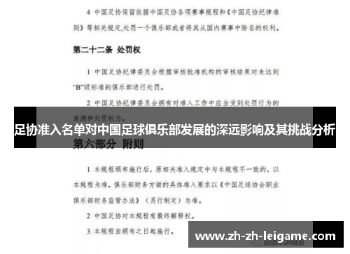 足协准入名单对中国足球俱乐部发展的深远影响及其挑战分析